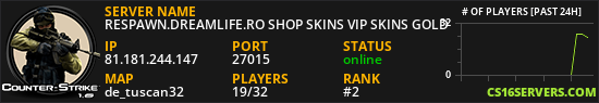 RESPAWN.DREAMLIFE.RO SHOP SKINS VIP SKINS GOLD